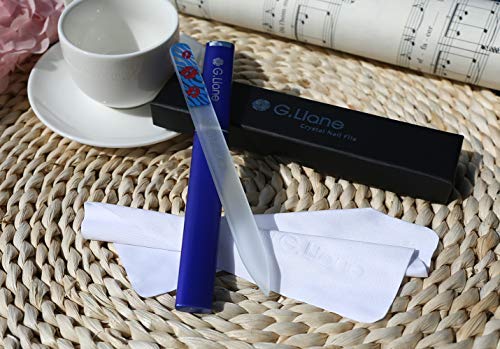 G.Liane Premium Glass Nail File With Case Professional Crystal Fingernail Files Perfect Manicure Set For Women Men Kids Nail Care Gift Set (Blue)