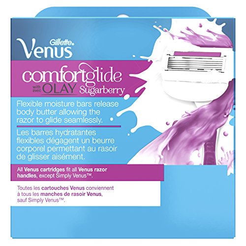 Gillette Venus ComfortGlide with Olay Sugarberry Women's Razor Blade Refills, 6 Count (Packaging may vary)
