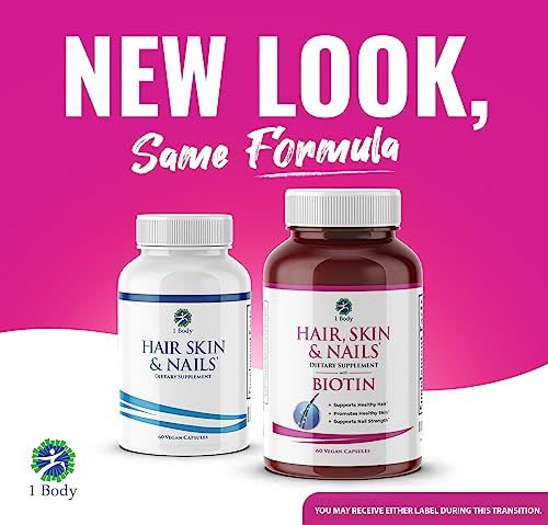 Hair, Skin and Nails Vitamin Supplement with Biotin, Each Bottle Contains 26 Essential Vitamins, 3 Bottle Pack, Growth Formula for Men and Women