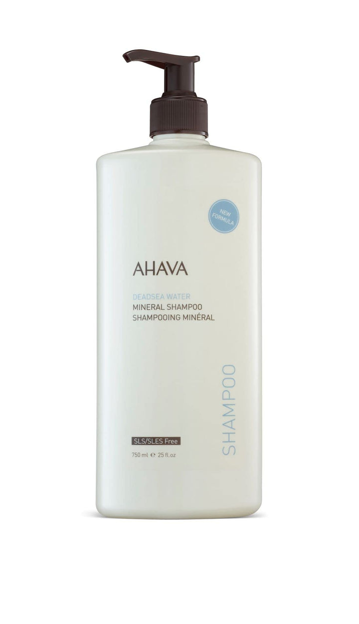 AHAVA Dead Sea Mineral Shampoo, 46% More - Gentle Scalp-Friendly Shampoo for All Hair Types, Softens, Shines, Hydrates & Nourishes, Enriched with Exclusive Osmoter, Calendula & Aloe Vera, 25 Fl.Oz