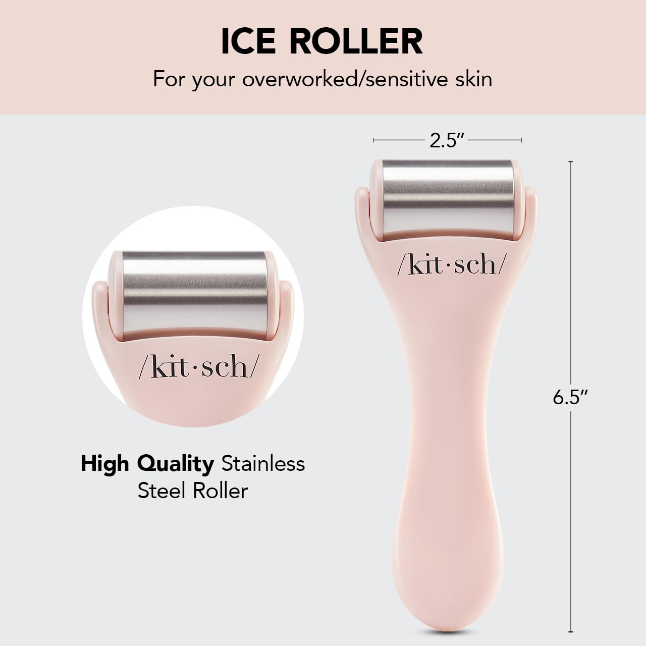 Kitsch Ice Roller, Stainless Steel Facial Roller, Cooling Face Roller
