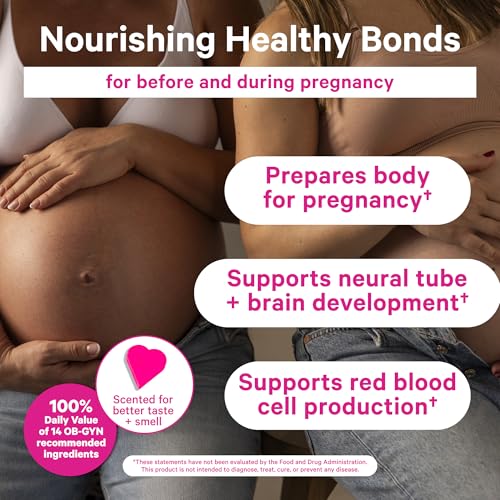 Pink Stork Total Prenatal Vitamins with DHA, Folate, Iron, Choline, and Vitamin B12 - Prenatals for Women to Support Fetal Development, Pregnancy Must Haves - 60 Capsules, 1 Month Supply