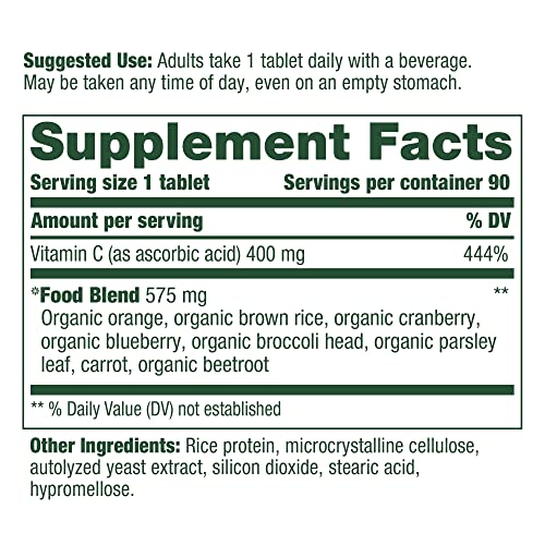 MegaFood Ultra C 400 mg - Vegan Immune Support Supplement with Vitamin C, Made with Real Food Including Broccoli, Carrot, Cranberry & Brown Rice, Gluten-Free, Kosher - 90 Tablets, 90 Servings