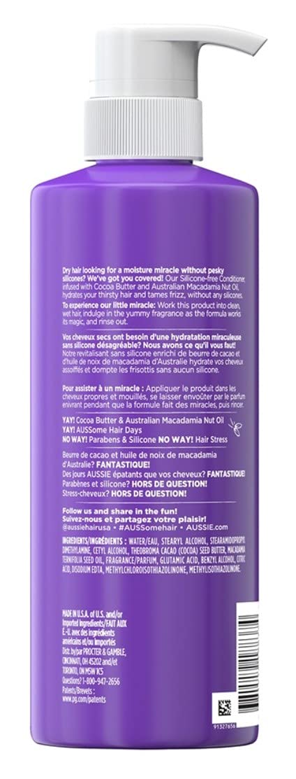 Aussie Conditioner Miracle Coils 16 Ounce (Silicone Free) Pump (473ml) (Pack of 2)