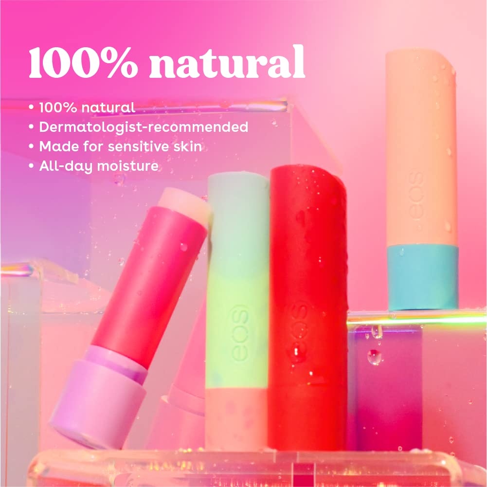 eos 100% Natural Lip Balms- Coconut Milk, Pineapple Passionfruit, Watermelon Frosé & Raspberry Kiwi Splash, All-Day Moisture Lip Care, 0.14 oz, 4-Pack