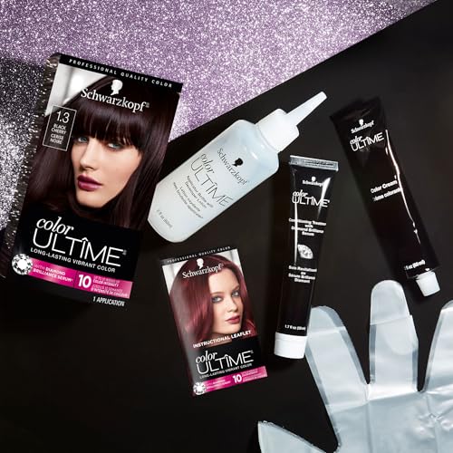 Schwarzkopf Color Ultime Hair Color, 1.3 Black Cherry, 1 Application - Permanent Black Hair Dye for Vivid Color Intensity and Fade-Resistant Shine up to 10 Weeks
