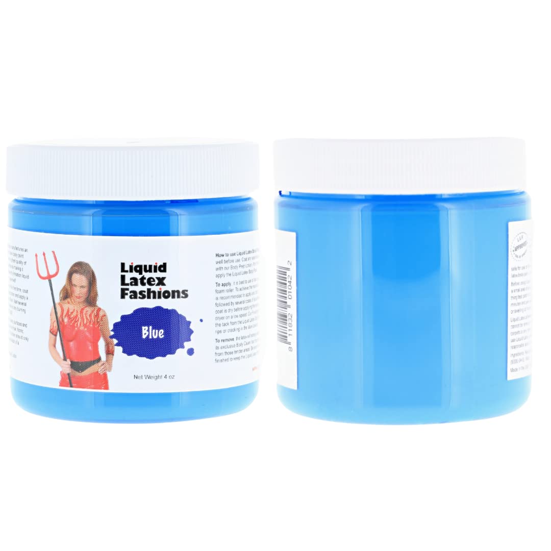 4 Ounce Liquid Latex Blue Body Paint - Easy to Peel off Liquid Latex for Nails!