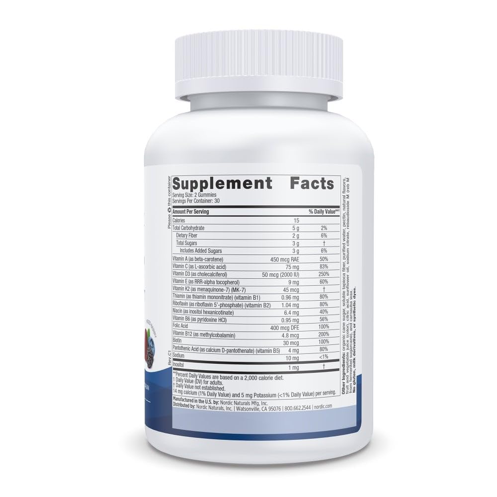 Nordic Naturals Women's Multivitamin Gummies, Mixed Berry - 60 Gummies - Support for Healthy Skin, Hair, Bones, Energy & Immunity - Non-GMO, Vegetarian - 30 Servings