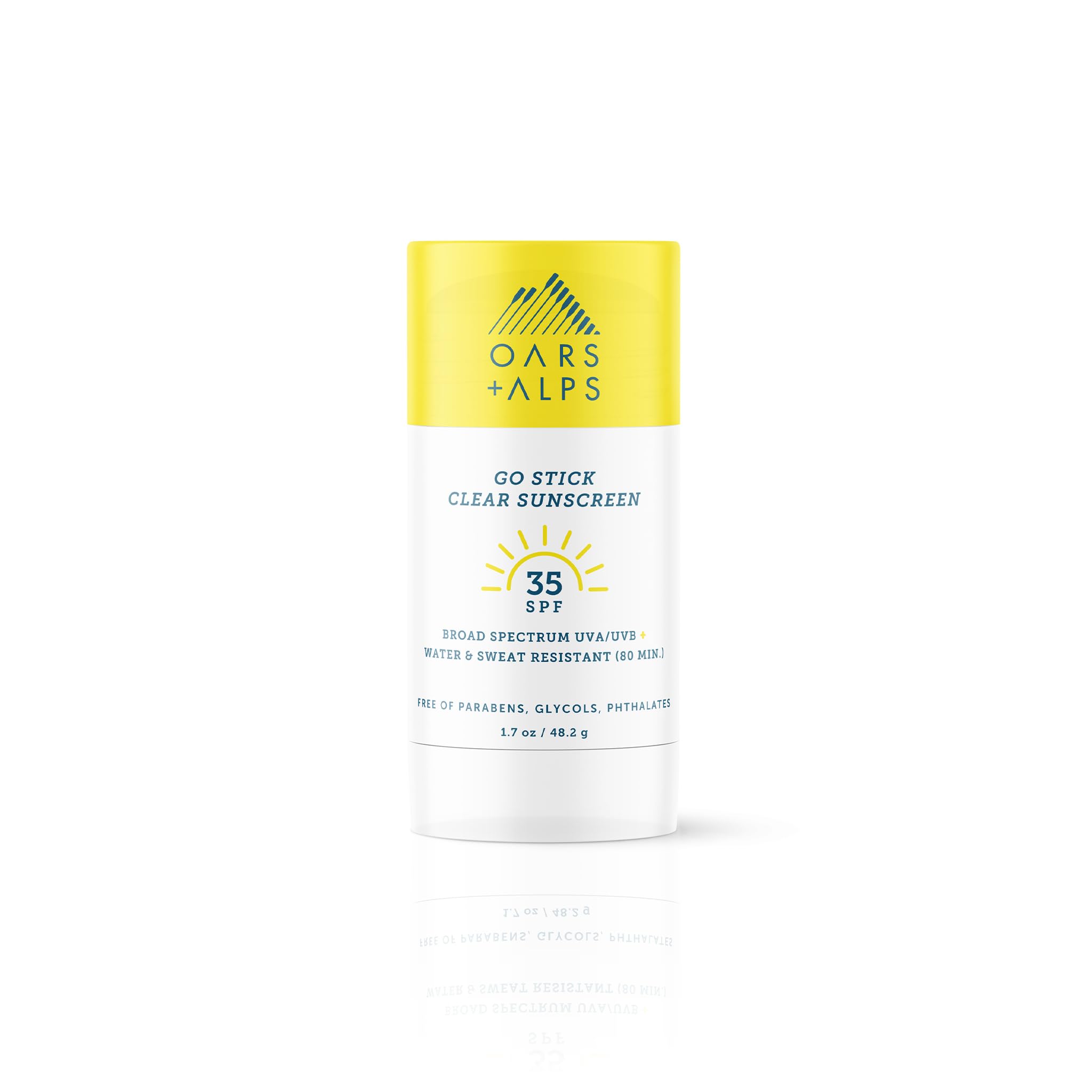 Oars + Alps Go Stick Clear Sunscreen and Sunblock with Jojoba Oil, Water and Sweat Resistant, Reef Safe, SPF 35, 1.7 Oz