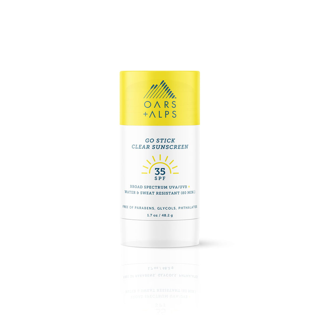 Oars + Alps Go Stick Clear Sunscreen and Sunblock with Jojoba Oil, Water and Sweat Resistant, Reef Safe, SPF 35, 1.7 Oz