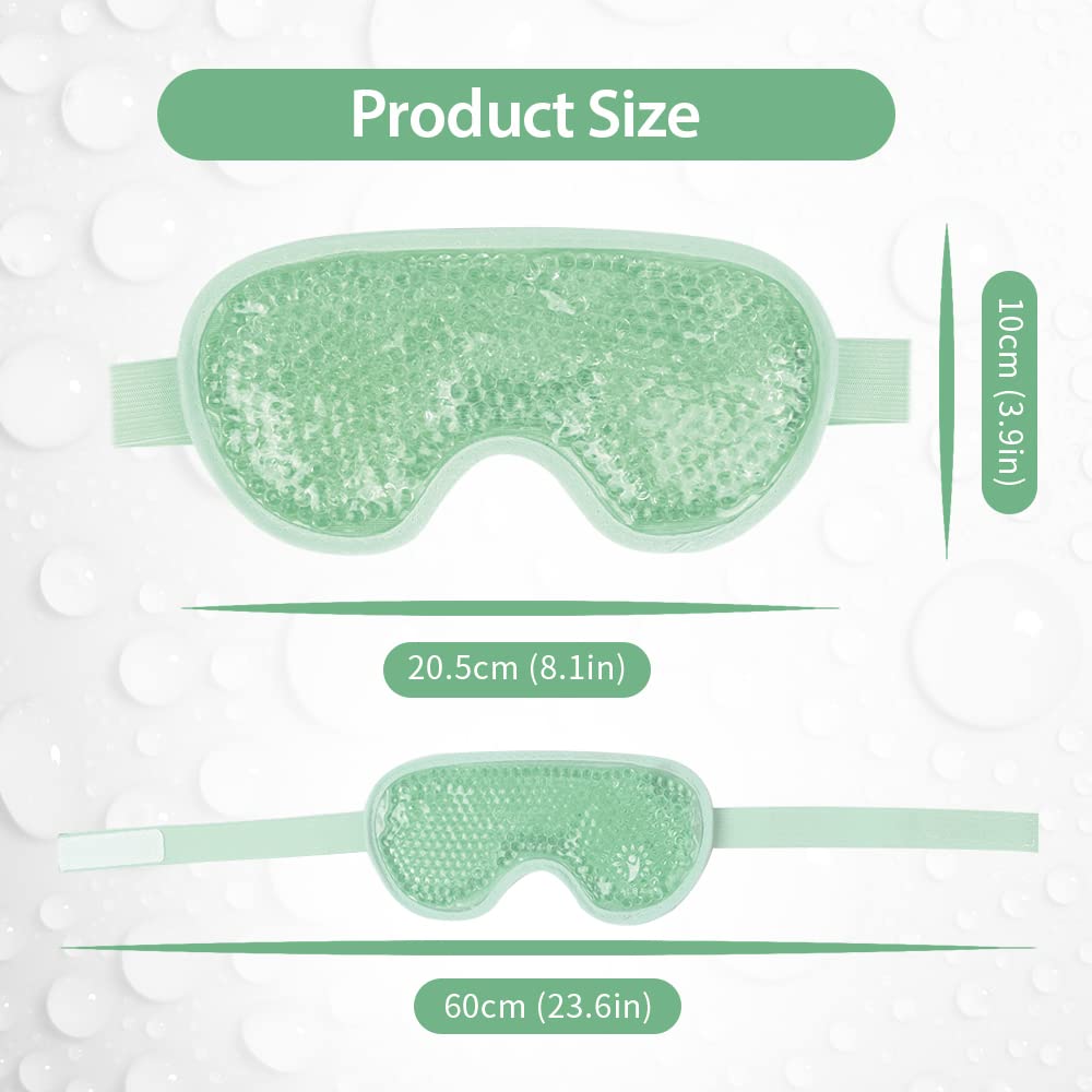 NEWGO Green: Cold Eye Mask Gel Bead Cooling Eye Mask For Puffy Eyes, Headache, Migraine, Relaxation, Reusable Plush Eye Ice Pack For Hot Cold Therapy Newgo (Green)
