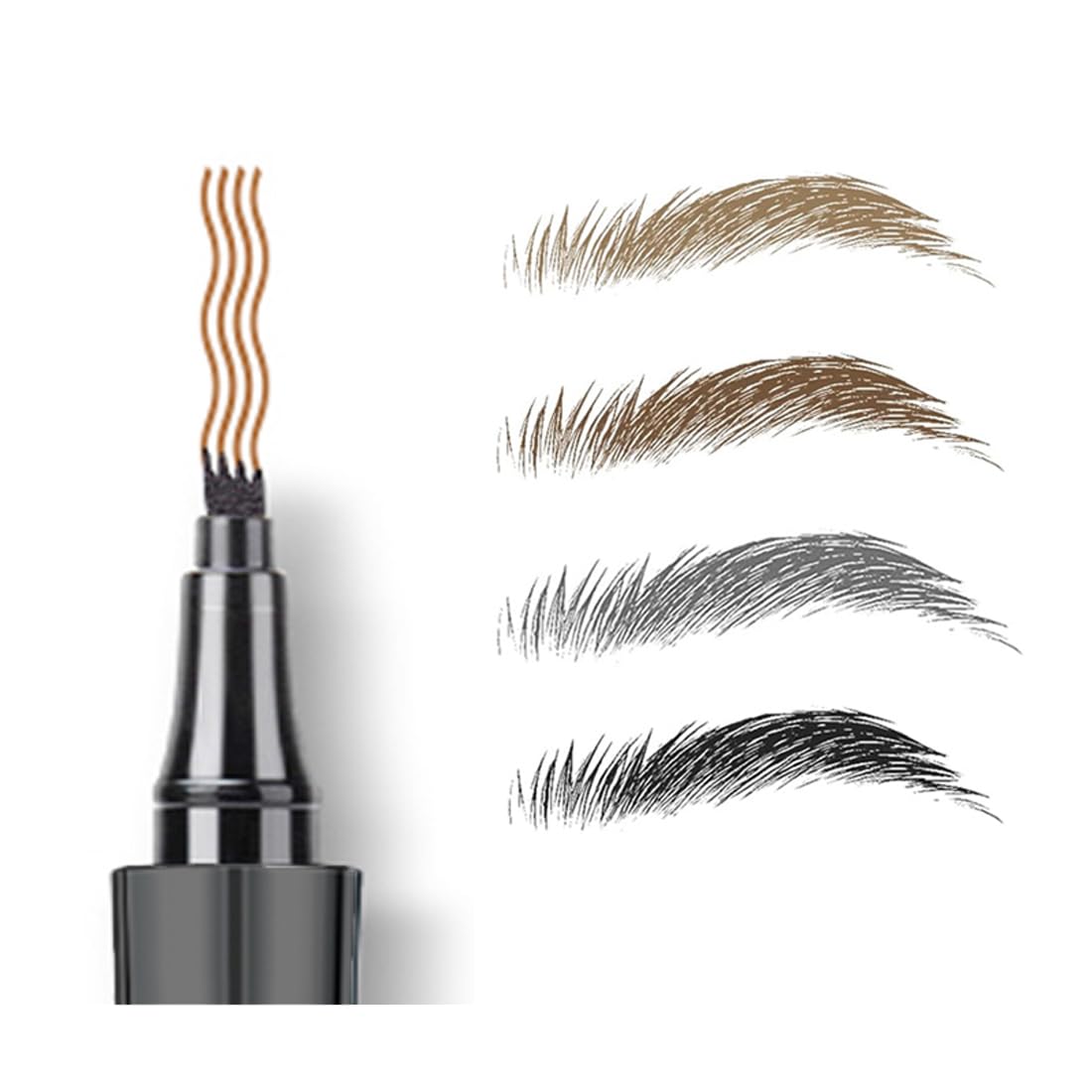 Easy Fill Hair-like Eyebrow Pen, with Liquid Fork-tips Microfilling Applicator, Mimics Natural Brow Makeup by “Linble” (#3 Gray)