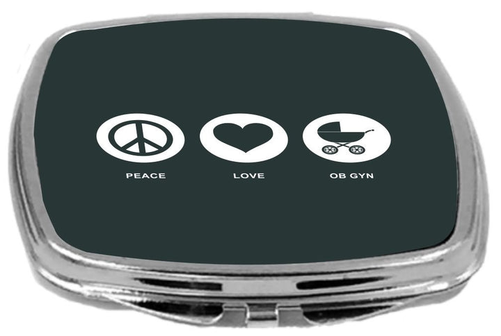 Rikki Knight Peace Love Ob Gyn Design Compact Mirror, Green, 2 Ounce