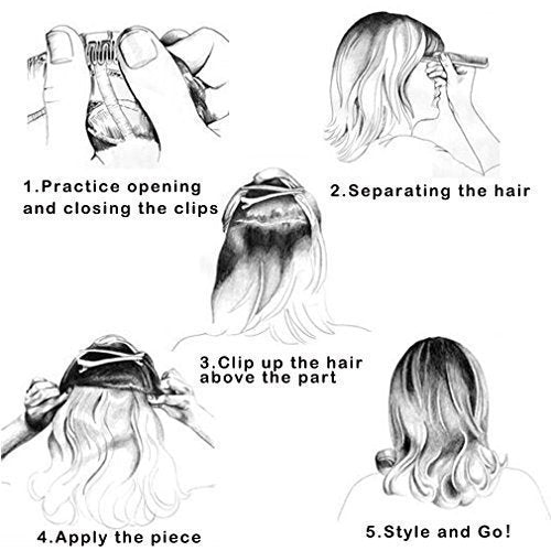 REECHO® 20 1-Pack 3/4 Full Head Curly Wave Clips in on Synthetic Hair Extensions Hairpieces for Women 5 Clips 4.6 Oz per Piece - Black brown