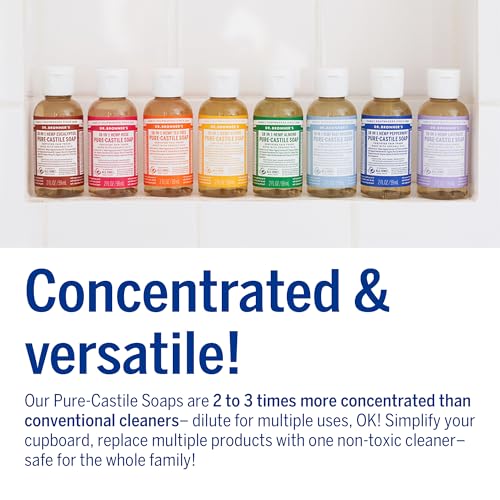 Dr. Bronner's - Pure-Castile Liquid Soap (Baby Unscented, 2 ounce, 2-Pack) - Made with Organic Oils, 18-in-1 Uses: Face, Body, Hair, Laundry, Pets and Dishes, Concentrated, Vegan, Non-GMO