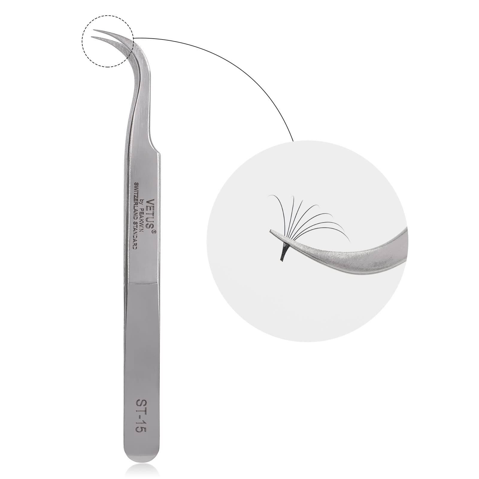 BEYELIAN Eyelash Extension Tweezers, Professional Lash Tweezers for Make Fans Volume Lashes, Curved Tip Stainless Steel Tweezers ST-15