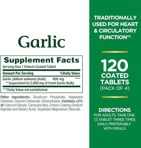 Nature's Bounty Garlic 2000mg, Tablets 120 ea (Pack of 3)