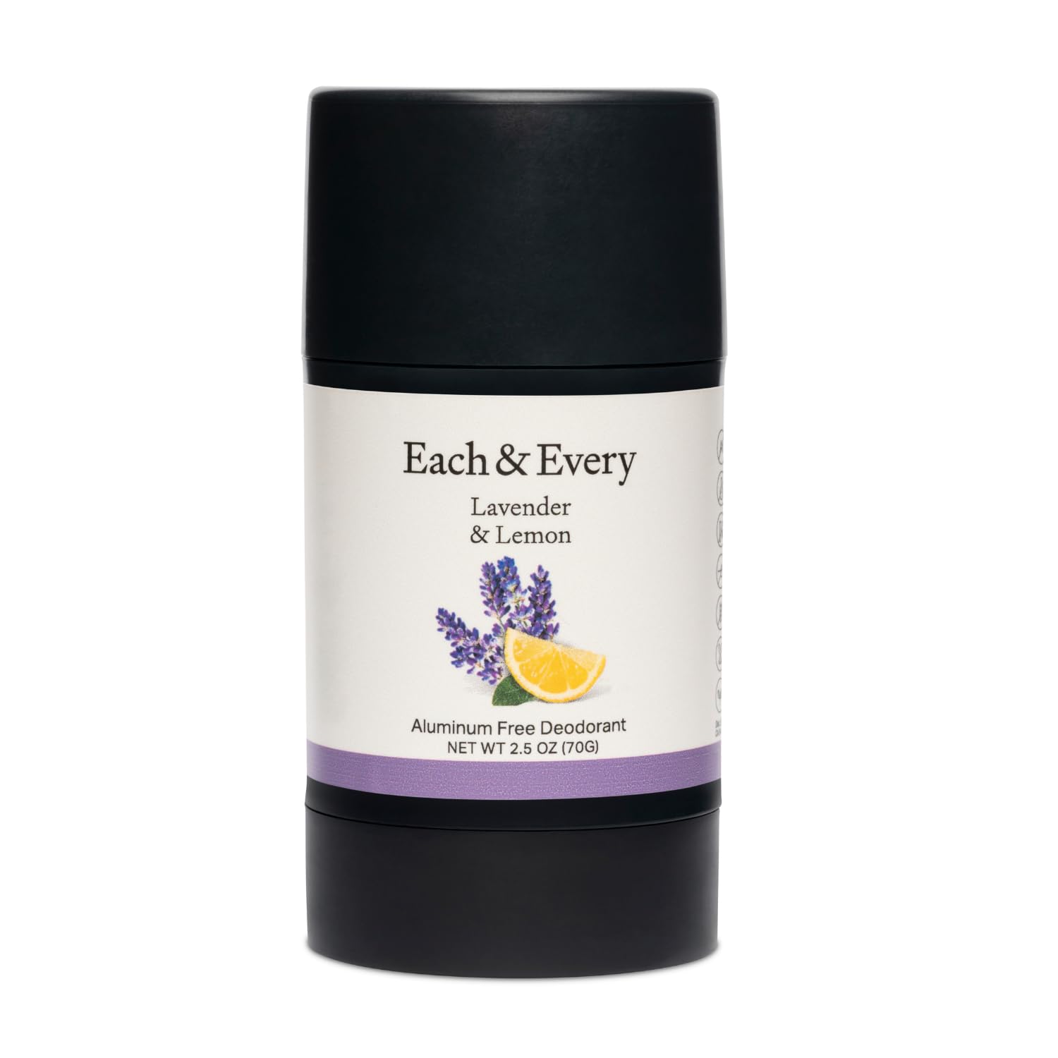 Each & Every All Natural Aluminum Deodorant for Women and Men, Cruelty Vegan Deodorant with Essential Oils, Non-Toxic, Baking Soda, Lavender Lemon, 2.5 Oz