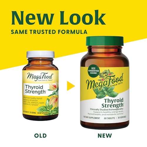 MegaFood Thyroid Strength - Mineral Supplement - Thyroid Support for Women with Ashwagandha, Zinc, Selenium, Copper, Iodine & L-Tyrosine & Herb Blend - Vegetarian - 90 Tabs (45 Servings)