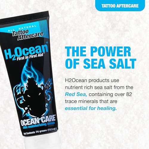 H2Ocean Ocean Care Tattoo Aftercare Lotion 2.5ounces-Fragrance Free Tattoo Moisturizing Cream-For New & Old Tattoos-Heals & Revitalizes - Dye Free