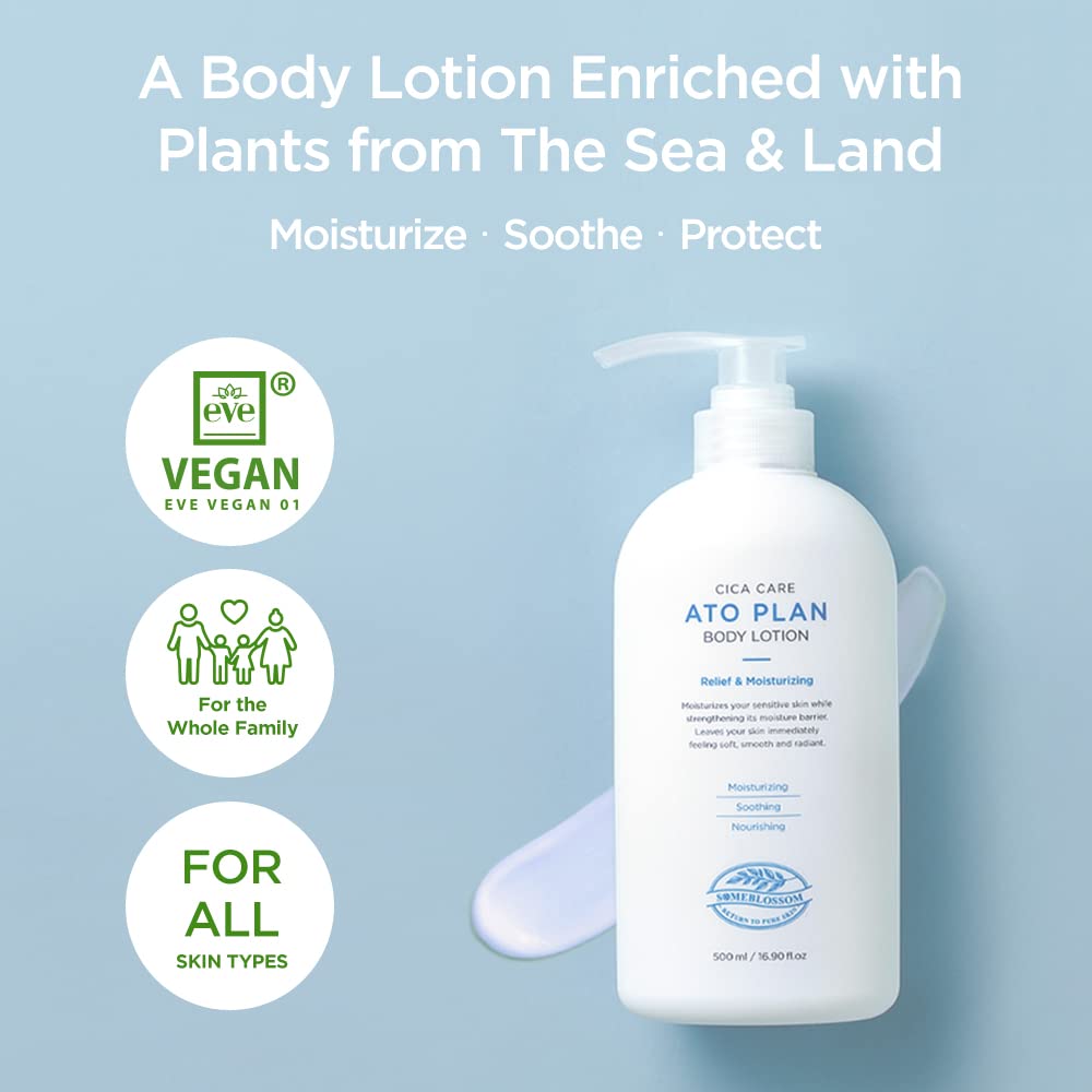 SOMEBLOSSOM Body Lotion 17 Fl oz. | Soothing & Moisturizing Vegan Unscented for Dry skin with Cica & Ceramide, Hypoallergenic | Korean skincare