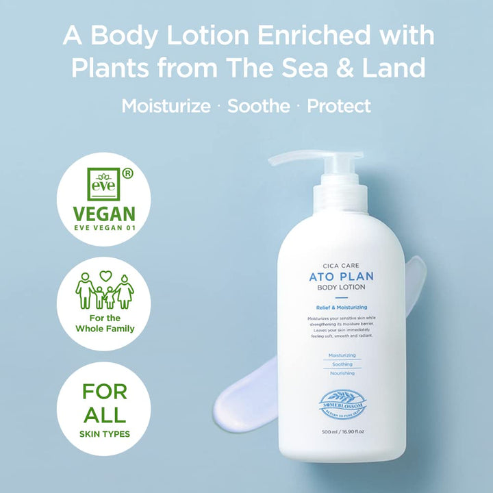 SOMEBLOSSOM Body Lotion 17 Fl oz. | Soothing & Moisturizing Vegan Unscented for Dry skin with Cica & Ceramide, Hypoallergenic | Korean skincare