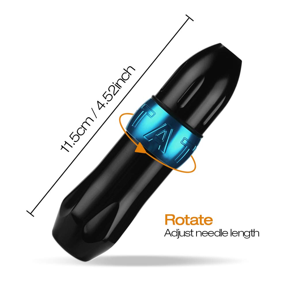 Rotary Tattoo Pen Machine, ATOMUS Tattoo Short Pen Style Cartridge Machine Gun Liner Shader with DC Cord 9000r/m Coreless Motor Aluminum Alloy Frame Tattoo Machine (Blue)