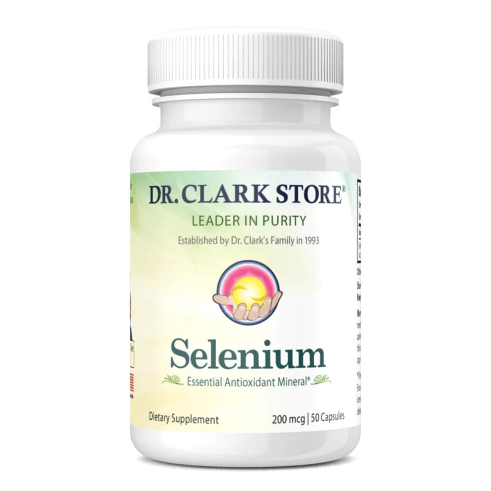 Dr. Clark Selenium Supplement 200 Mcg - Dietary Capsules with Essential Mineral - Improves Thyroid Function, Immune Support - 50 Capsules