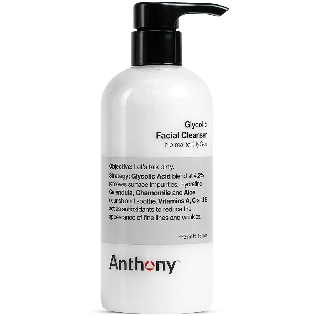 Anthonyââ‚¬â„¢s Glycolic Facial Cleanser for Men ââ‚¬â€œ Daily Cleansing Face Wash and Shave Prep ââ‚¬â€œ Hydrating, Exfoliating, and Gentle on Sensitive Skin ââ‚¬â€œ Non-foaming, 16 Fl Oz