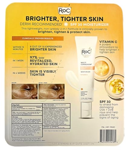 RoC Multi Correxion Revive + Glow Moisturizer with Vitamin C and SPF 30, 2 pack, 2.5 Fl OZ each