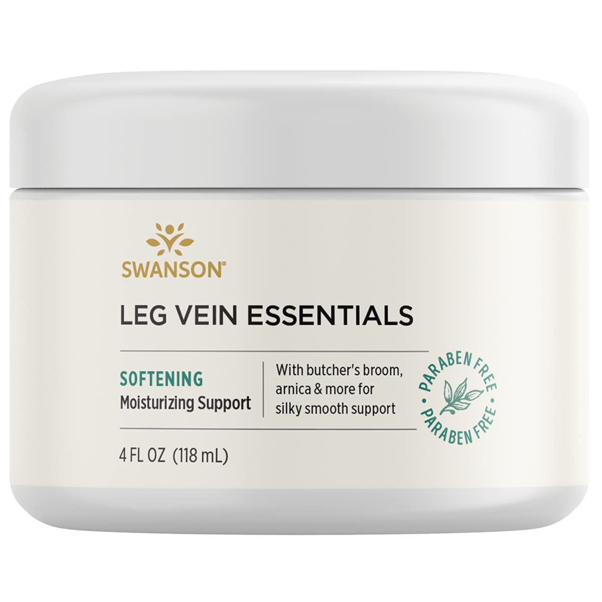 Swanson Leg Vein Essentials Cream - 4 fl Ounce (118 ml) - Supportive Cream for Healthy Leg Veins and Circulation