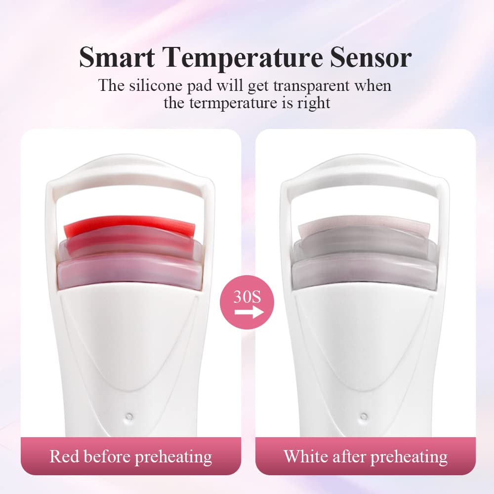 TOUCHBeauty Heated Eye Lashes Curler with Heating Silicone Curling Pad, 24h Long Lasting Battery Powered