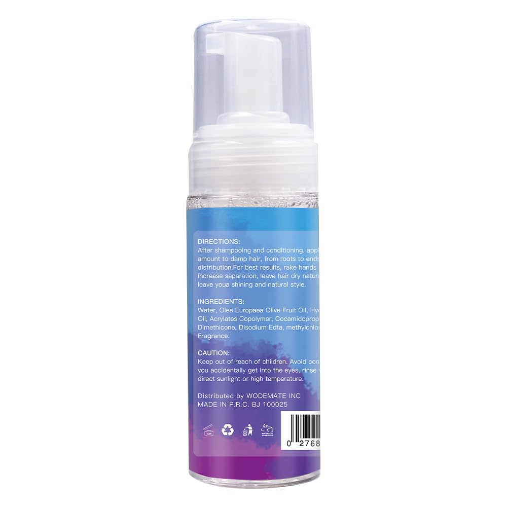 MATEPLEX Foaming Hair Curl Mousse Made From Argan Oil Frizz Control Styling Mousse with Flexible Feel, Ideal for Curly Hair, Wig or Weave, with Brush 5.02 oz(150ml)