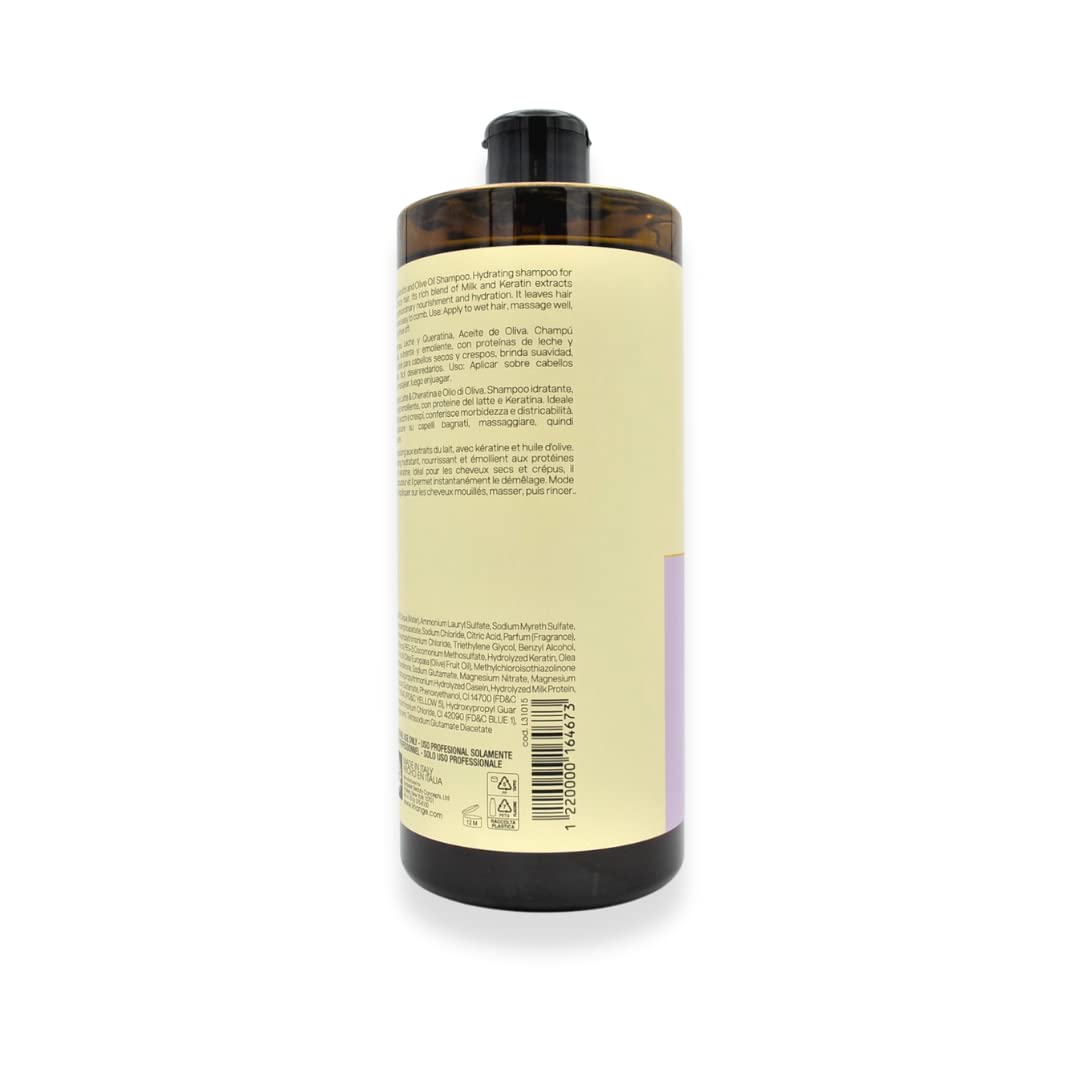 LINANGE Hydranourish Shampoo with Milk, Keratin, and Olive Oil - Hydrating and Nourishing Shampoo for Dry and Frizzy Hair, 965ml / 32.6 oz.