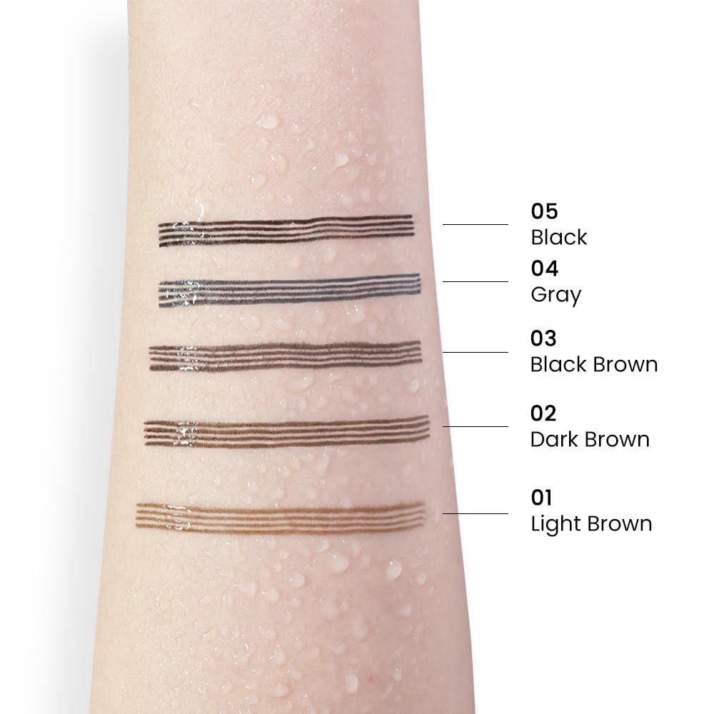 Kaely 2Pcs Light Dark Brown Microblade Eyebrow Pen With Brush, Magical Precise Waterproof Brow, Suake Eyebrow Contouring, 4 Tip Eye Brow Pencils for Women, Creates Natural Brows, Sponge Head 01+02