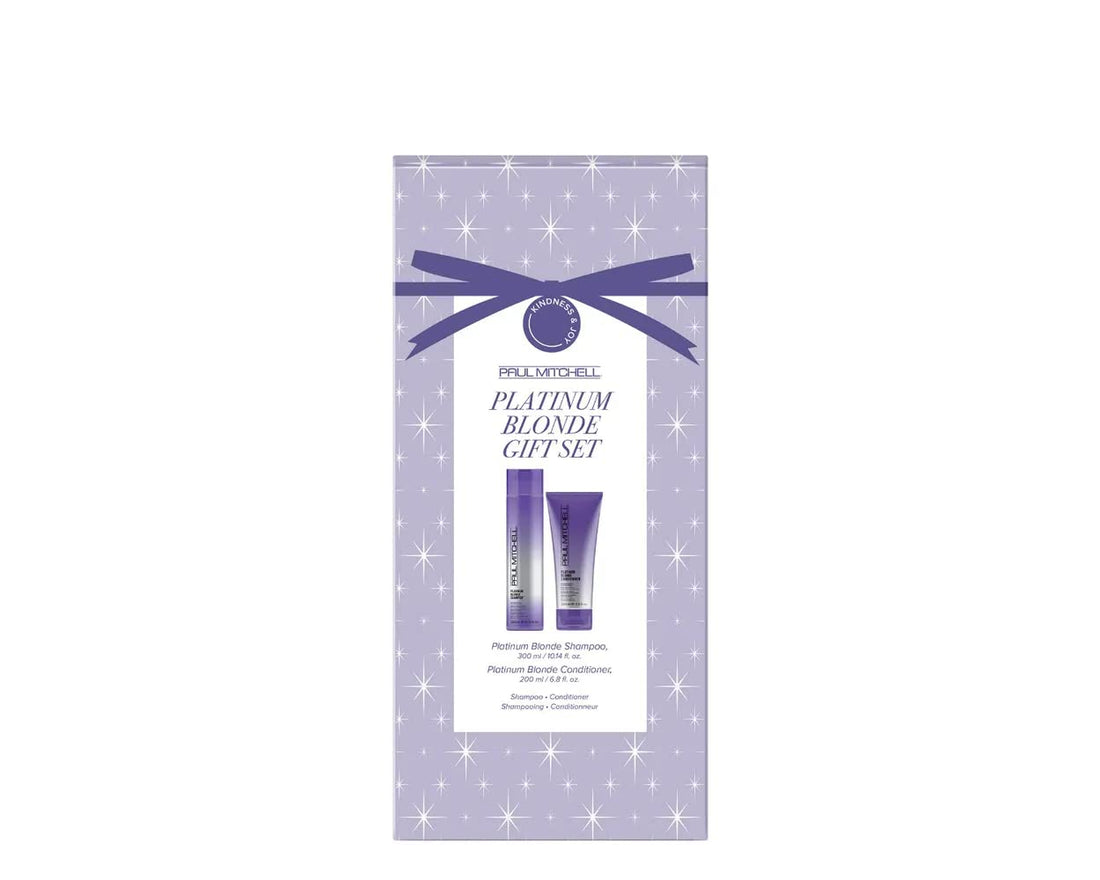 Paul Mitchell Platinum Blonde Gift Set, Purple Shampoo + Conditioner, For Brassy Hair