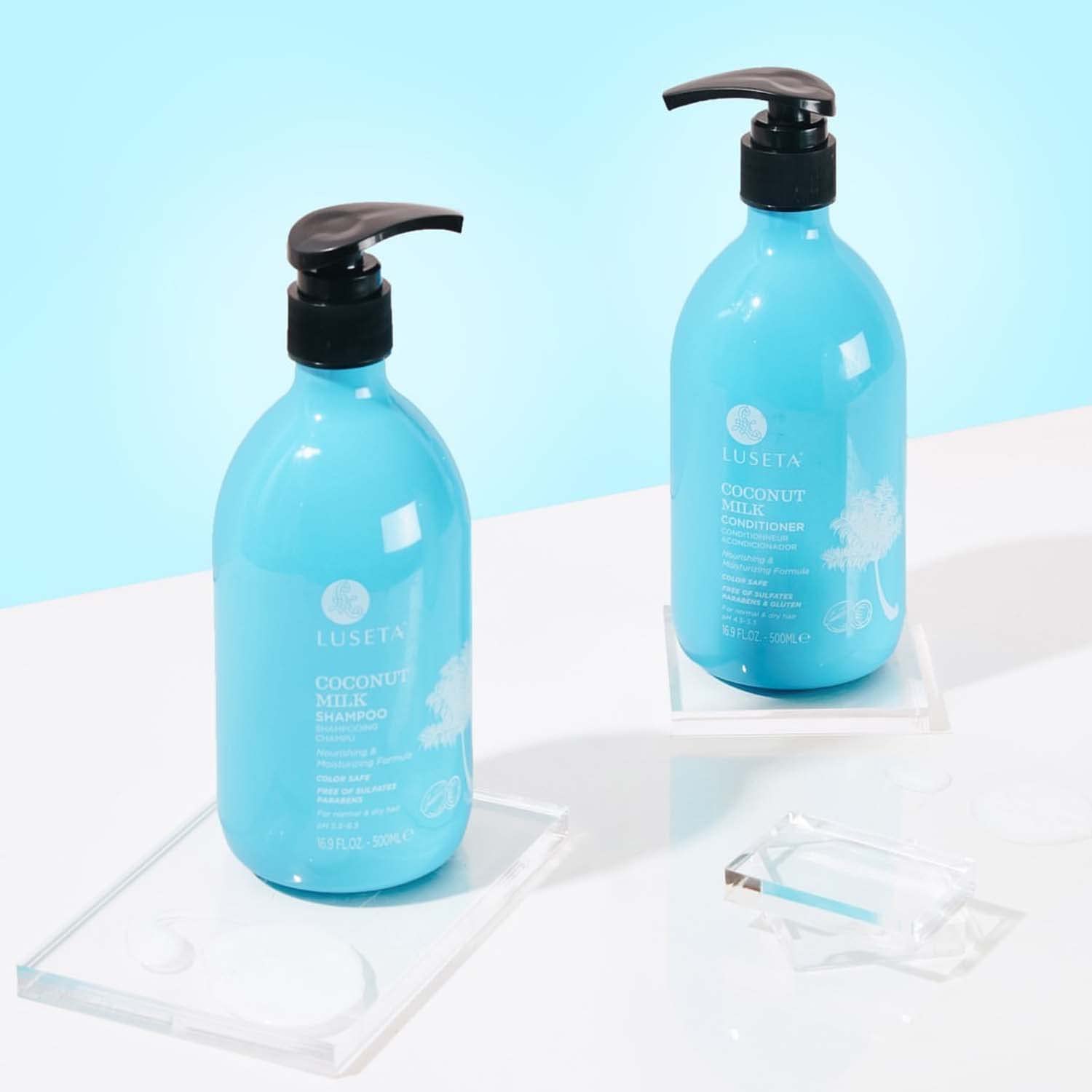 L LUSETA Coconut Milk Shampoo & Conditioner, Nourishing & Moisturizing Hair, Sulfate & Paraben Free, Keratin & Color Safe, 16.9oz Each