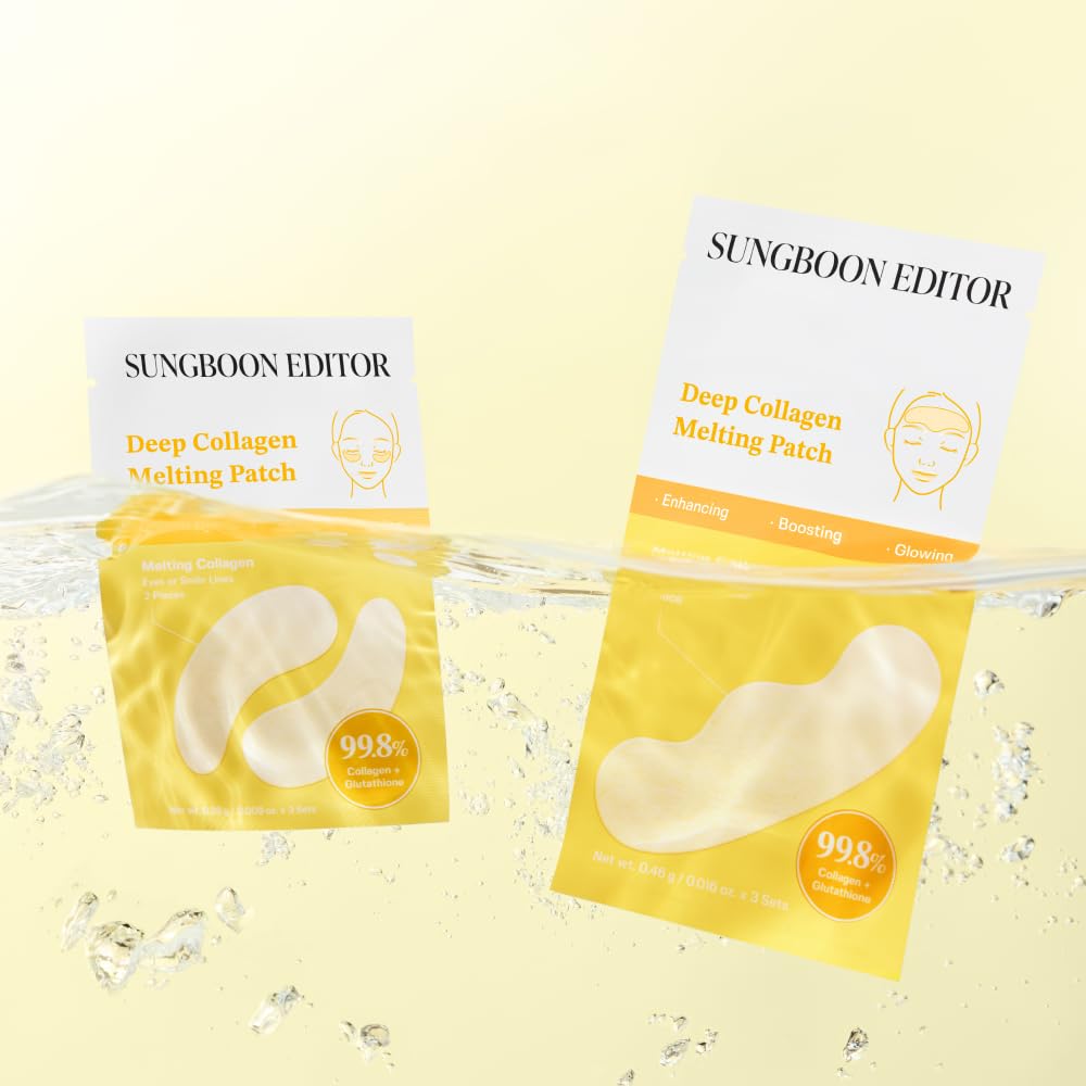 SUNGBOON EDITOR Deep Collagen Melting Patch 6pcs | Under Eye and Neck Anti- Wrinkle Patches with Real Collagen & Glutathione | Real Collagen Films for Anti Aging | Korean Skin Care