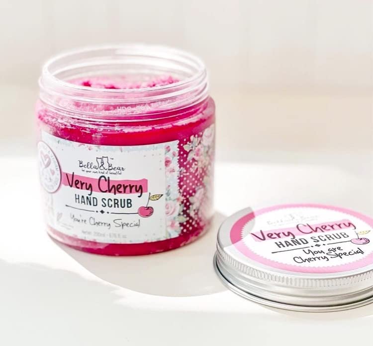 Bella & Bear Very Cherry Hand Scrub, No Harmful Chemicals, Cruelty-Free, Vegan-Friendly Exfoliating, 6.7oz