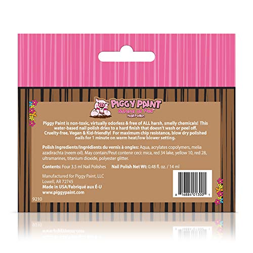 Piggy Paint | 100% Non-Toxic Girls Nail Polish | Safe, Cruelty-free, Vegan, & Low Odor for Kids | Barn Box Set (4 Polish Gift Set)