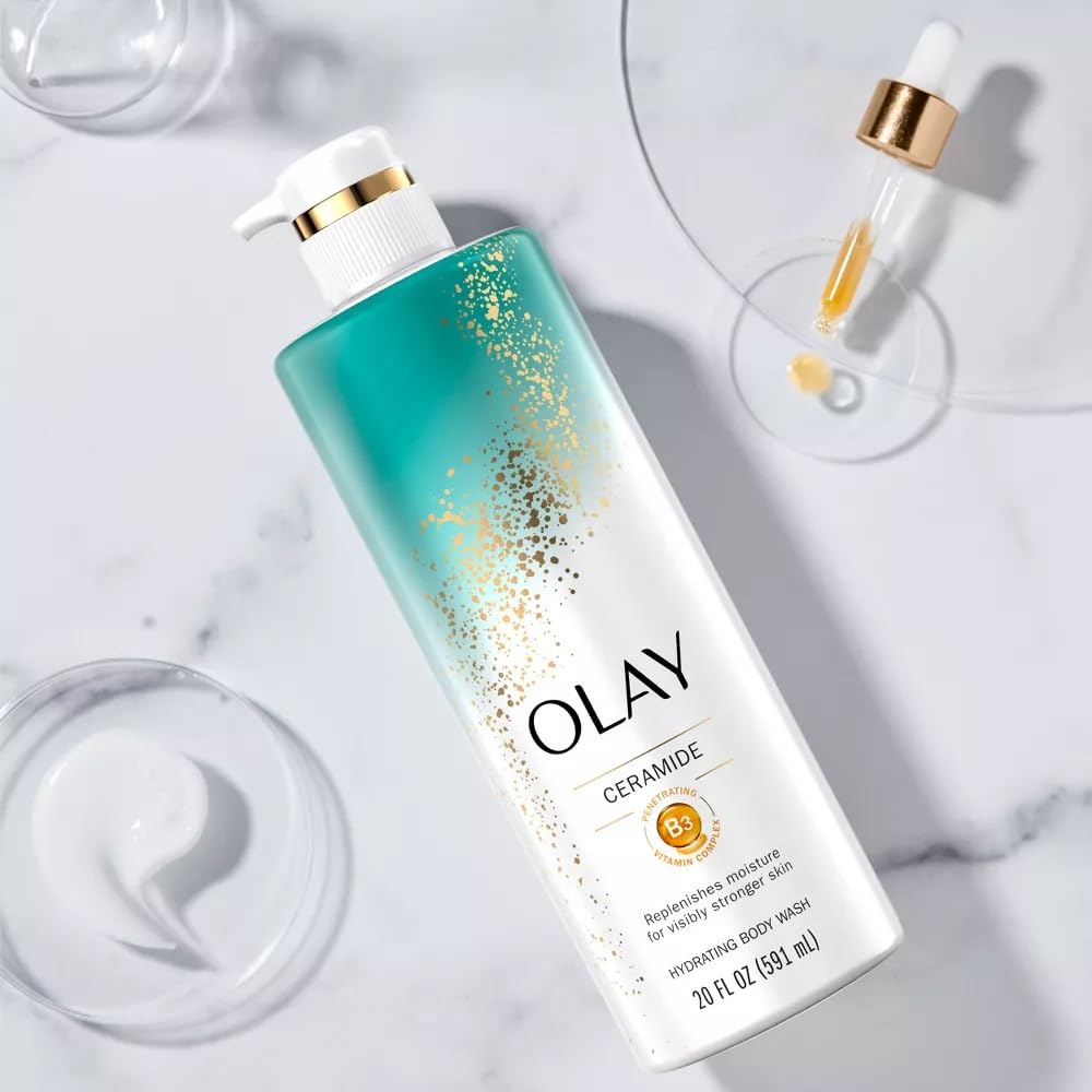 Olay Ceramide Cleansing & Strengthening Women's Body Wash with Ceramide and Vitamin B3 Complex, 17.9 Fl Oz (Pack of 2)