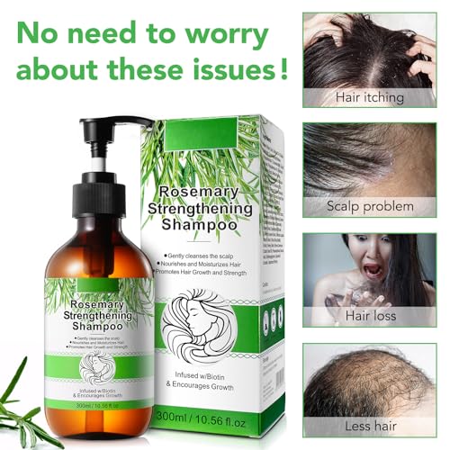 Rosemary Mint Shampoo and Conditioner set Infused with Biotin Promotes Hair Growth & Scalp Health, Strengthen Weak and Brittle Hair for All Hair Types