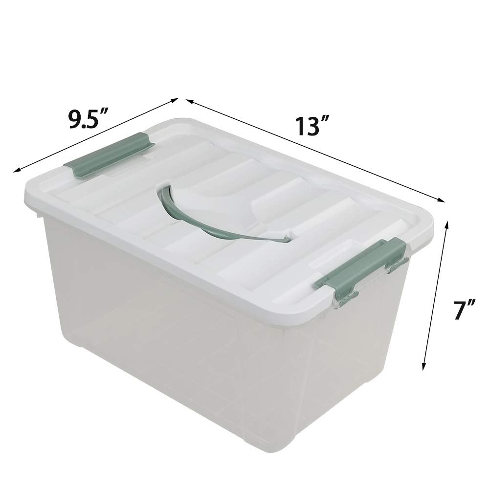 Saedy 14 Quart Latching Box, Great Funtionality Plastic Storage Bin with Lid, Clear Transparent Box with Handles