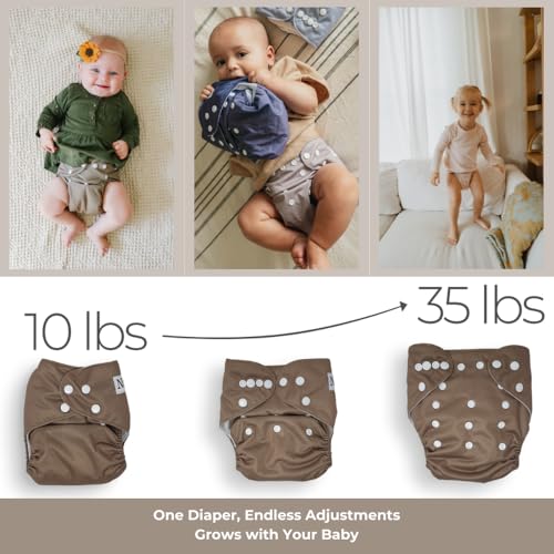 Nora's Nursery Cloth Pocket Diapers 4 Pack with 4 Inserts - Waterproof Cover, Washable, Reusable & One Size Adjustable Pocket Diapers for Newborns and Toddlers - Berry Mauve