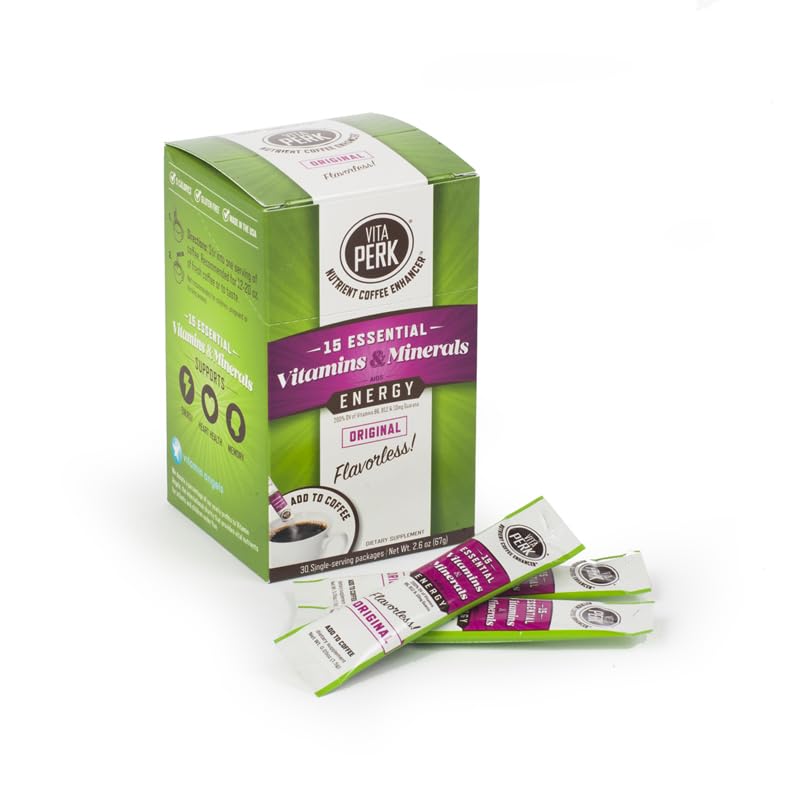 VitaPerk Energy, Original (Flavorless), 30 pack, Add HEALTHY ENERGY plus 15 Vitamins and Minerals to your favorite brewed coffee
