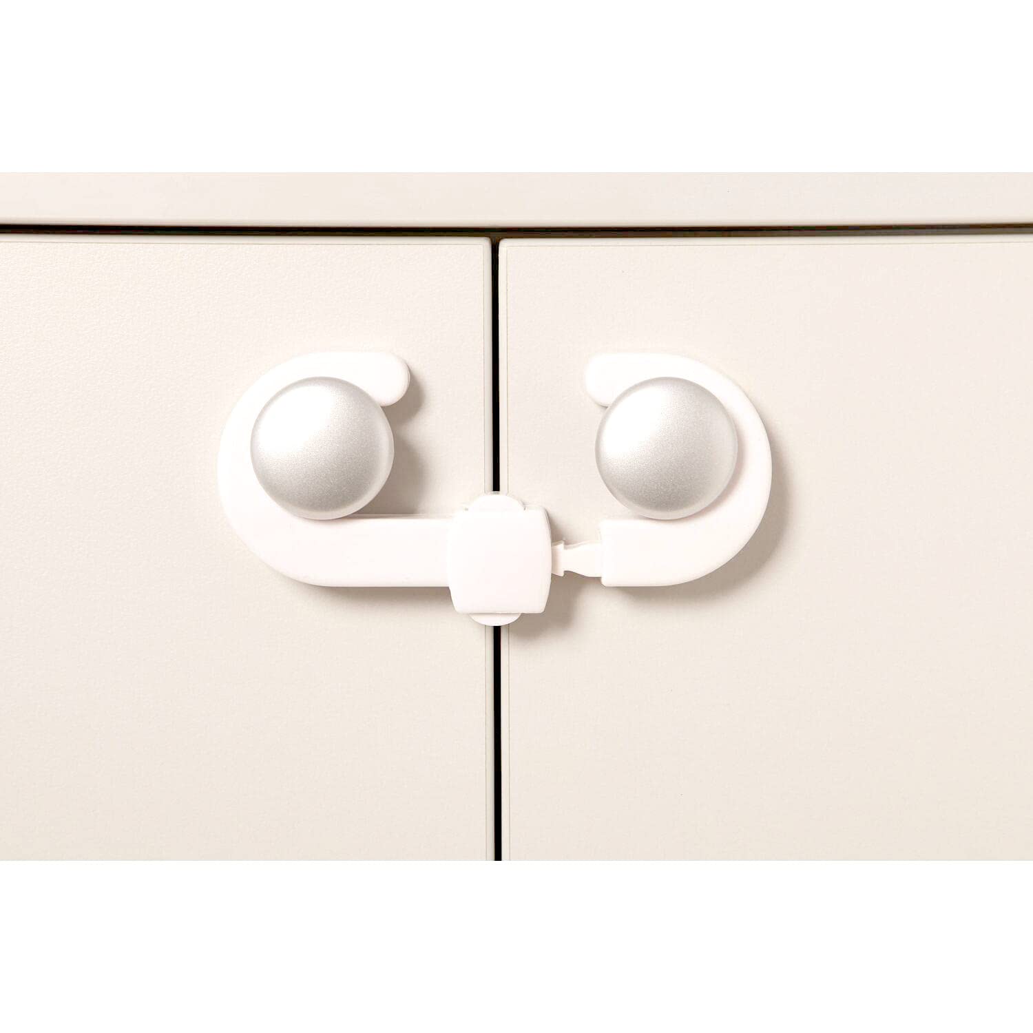 Dreambaby Secure -A-Lock - Child Proof Sliding Safety Locks - Suitable for Mushroom Knobs & D-Shaped Cabinet Door Handles - White - Model L712