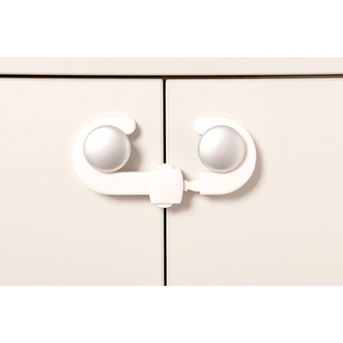 Dreambaby Secure -A-Lock - Child Proof Sliding Safety Locks - Suitable for Mushroom Knobs & D-Shaped Cabinet Door Handles - White - Model L712