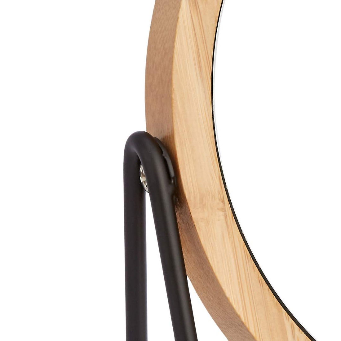 Amazon Basics Vanity Round Mirror with Bamboo Rim, Magnification, Tabletop Mount, Black, 7.2L x 2.87 W