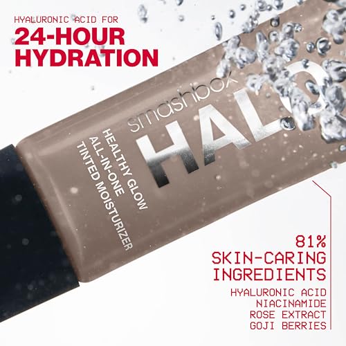 Smashbox Halo Healthy Glow All-In-One Tinted Moisturizer SPF 25 | Light to Medium Coverage| Hyaluronic Acid, Oil free + Anti Humidity, 0.4 Fl Oz