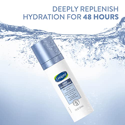 Cetaphil Deep Hydration Fragrance Free 48 Hour Activation Serum, 1 Fl oz, 48Hr Dry Skin Face Moisturizer for Sensitive Skin, With Hyaluronic Acid, Vitamin E & B5, Dermatologist Recommended